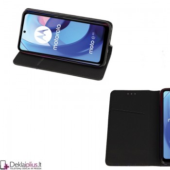 Telone atverčiamas dėklas - juodas (telefonams Motorola Moto E30/E40)